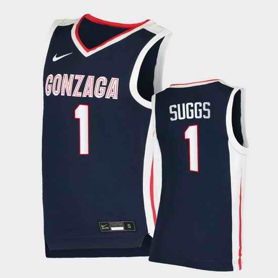 Men Gonzaga Bulldogs Jalen Suggs College Basketball Navy Elite Jersey